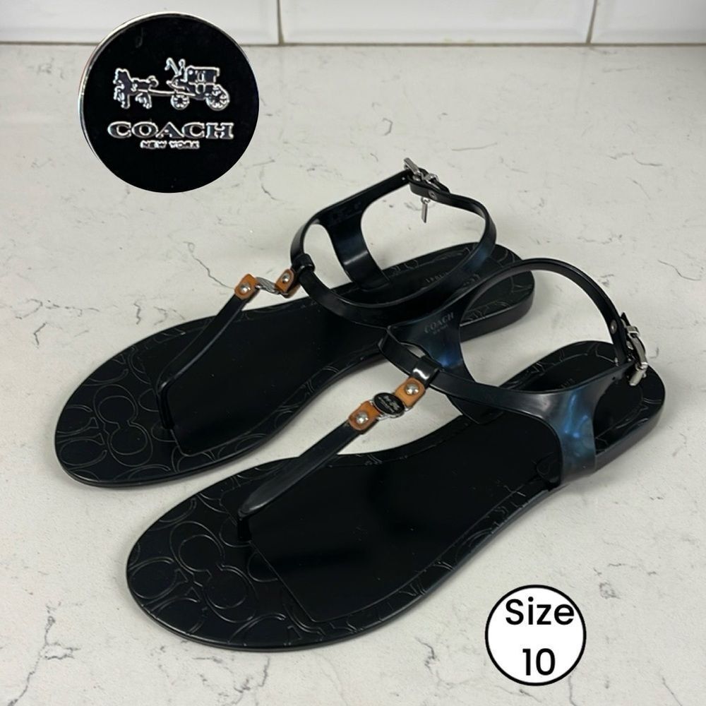 Coach Piccadilly Jelly Sandal, Black Size 10, Worn Once